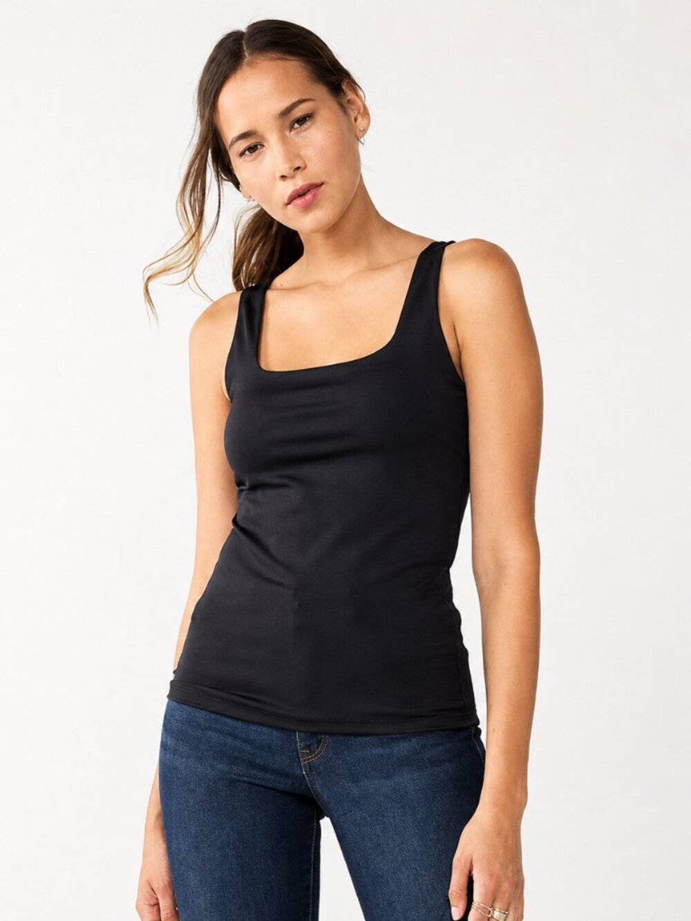 Women's Medium Black Nine West Sculpt Squareneck Tank Top 50% off Retail